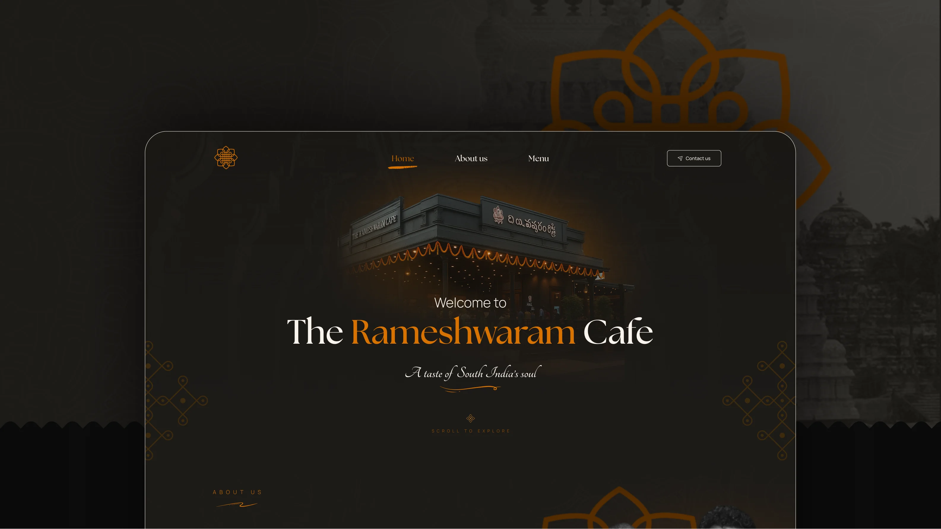 Rameshwaram Cafe website mockup